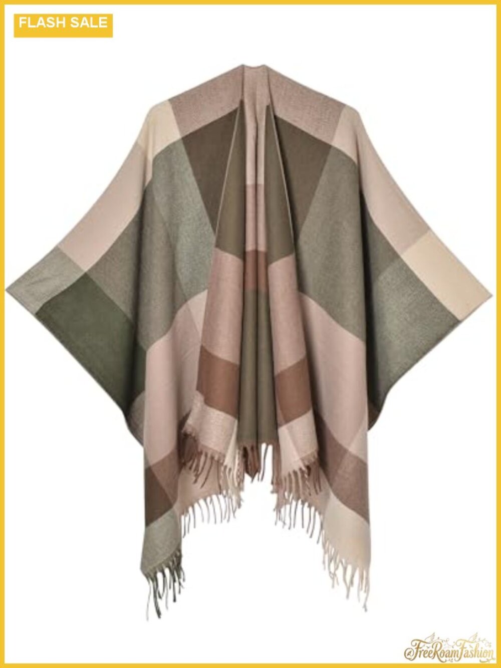 Women's Winter Poncho Wrap with Tassels - Warm Acrylic Shawl